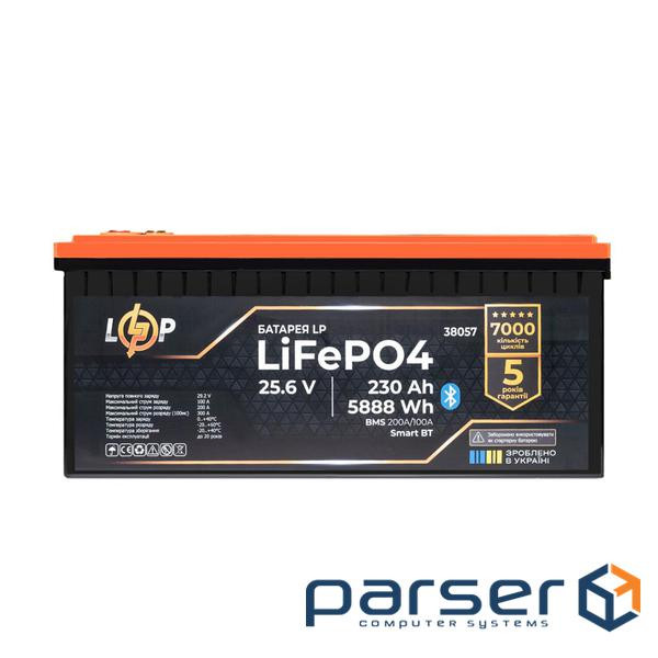 Акумулятор LP LiFePO4 25,6V - 230 Ah (5888Wh) (BMS 200A/100А) пластик Smart BT (38057)