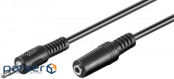 Audio extension cable Jack 3.5mm 3pin M / F 5.0m, Nickel D = 4.0mm, Standart, чер (75.05.0090-120)