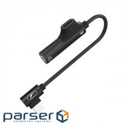 Перехідник SkyDolphin AU03 USB-C - Jack 3.5 + USB-C (M/F), Black (ADPT-00027)