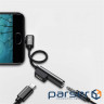Перехідник SkyDolphin AU03 USB-C - Jack 3.5 + USB-C (M/F), Black (ADPT-00027)