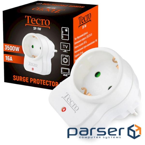 Мережевий фільтр-розетка TECRO SF-1W White