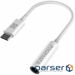 Адаптер Promate USB Type-C - 3.5 мм (M/F), 0.2 м , AuxLink-C White (auxlink-c.white)