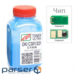 Тонер OKI C301/321, 50г Cyan +chip AHK (1505326)