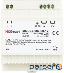 Блок живлення HiSmart 12V, 4.5A, 60W, DIN (DR-60-12)