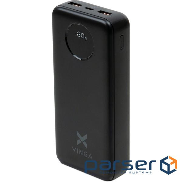 Батарея універсальна Vinga 20000 mAh 22.5W Display Black (VPBB2022)