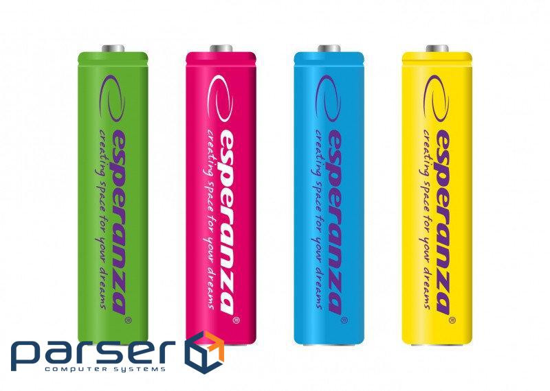Акумулятор Esperanza AAA 1000mAh Ni-MH * 4 mix of colors (EZA107)