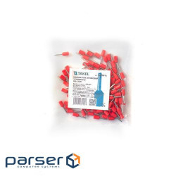 Наконечник кабельний штирьовий втулковий з ізоляцією 0.75мм.кв червоний 100шт (087437)