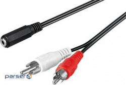 Cable Goobay audio adapter Jack 3.5mm 3pin-RCAx2 F/M,1.4m flat AWG29 2x2.6mm (75.05.0442-1)