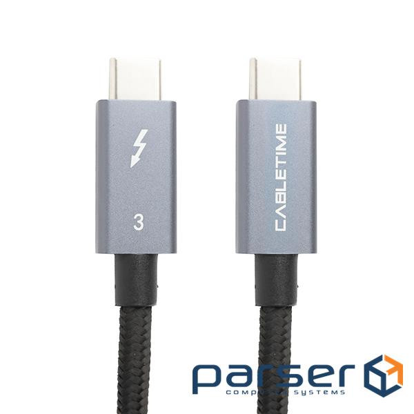 Дата кабель USB-C to USB-C 2.0m Thunderbolt 3 40Gbps, 100W, 20V/ 5A, 4K/ PowerPlant (CA913343)