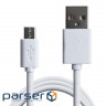 Дата кабель USB 2.0 AM to Micro 5P 2.5m white Grand-X (PM025W)