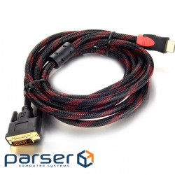 Кабель Voltronic HDMI (тато)-DVI (тато) 1,5 метра 2 ферита оплетка круглий YT-HDMI (M)-DVI (M)-3.0