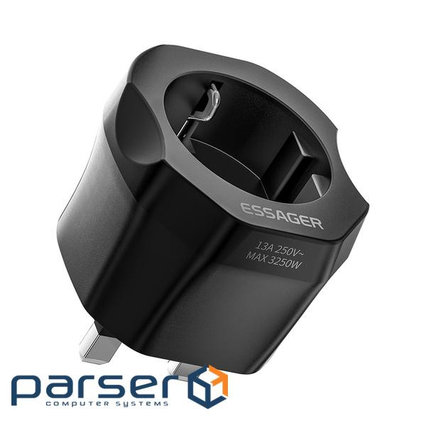Перехідник EU to UK 220V black Essager (ECTZH-YCC01-Z)