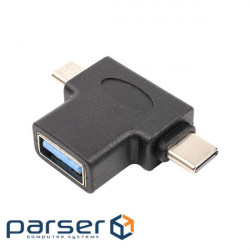 Перехідник PowerPlant USB 3.0 Type-C, microUSB (M) to USB 3.0 OTG AF (CA913121)