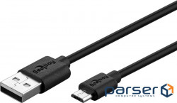 Device cable USB2.0 A-microB M/M 0.5m, AWG28 2xShielded Silver-contact, black (75.03.8659-10)