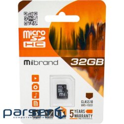 MicroSDHC memory card, 32Gb, Class10 UHS-1 U3, Mibrand, without adapter (MICDHU3/32GB)