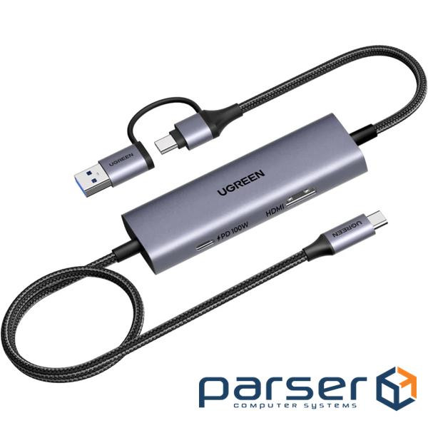 Перехідник Ugreen CM725 USB-C/USB-A to Video Capture Card 1080P gray (65856)