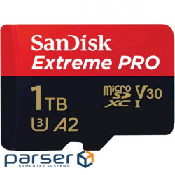 Memory card SANDISK Extreme PRO 1TB microSDXC + SD Adapter (SDSQXCD-1T00-GN6MA)