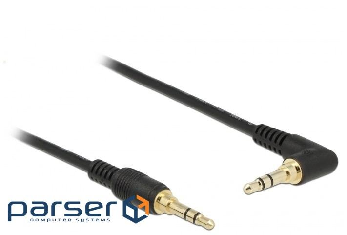Кабель аудіо-сигнальний Jack 3.5mm 3pin M/ M 0.5m,90 Stereo AWG24 AUX Ring Gold,чорн (70.08.5564-1) (70.08.5564-1)