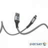 Дата кабель USB 2.0 AM to Micro 5P 1.0m Flex Gray Pixus (4897058531145)