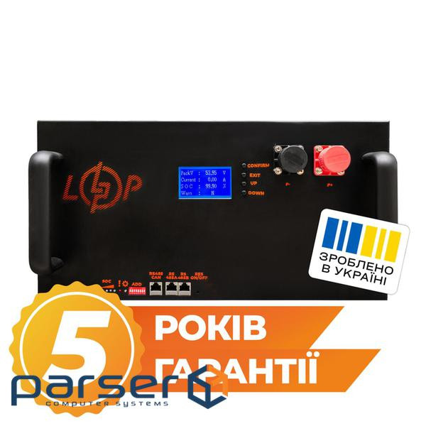 Аккумулятор LP LiFePO4 25,6V - 280 Ah (7168Wh) (BMS 200A/100А) LCD металл Smart RM RS485/CAN (37514)
