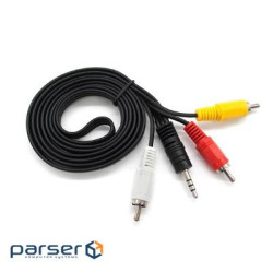 Кабель DC3.5 (тато) => 3хRCA (тато), GOLD Jack, довжина Jack 18 (YT-3. (YT-3.5(M) / 3хRCA(M)-1.8Cu)