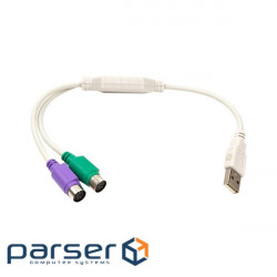 Перехідник PowerPlant USB to 2х PS/2, 0.3m (CA913183)
