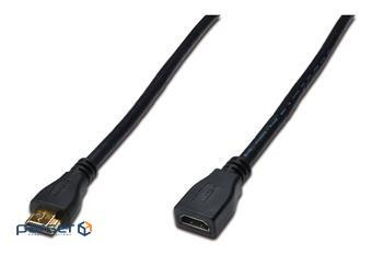 Кабель Digitus HDMI High speed + Ethernet (AM/ AF) 2.0m, black (AK-330201-020-S)