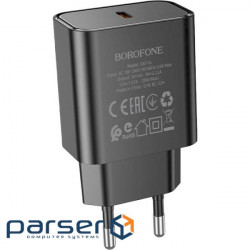Зарядний пристрій BOROFONE BA71A Power 1xUSB-C, PD20W Black (BA71AB)