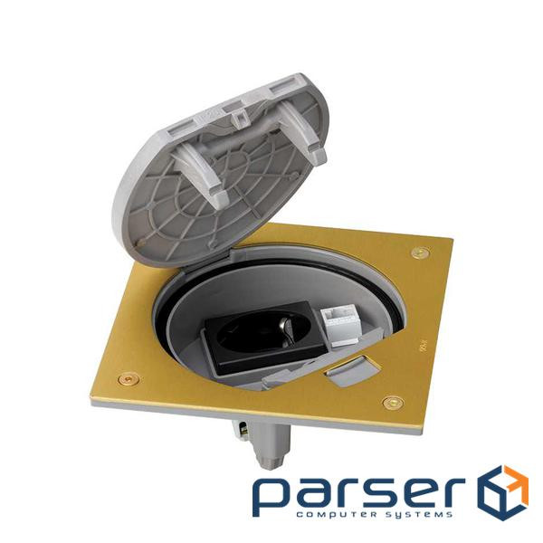Люк підлоговий IP66 в комплекті з 1х220В + 1хRJ45 5е кат. UTP, латунь (KSE15U/23/71)