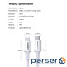Cable UGREEN US171 USB AM-Lightning M, 2m, 3A, Nickel Plating ABS Shell White (60749)