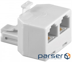 Telephone adapter RJ11 1x2 M/F (Splitter), ISDN adapter 1:1 6P4C, white (75.09.3050-20)