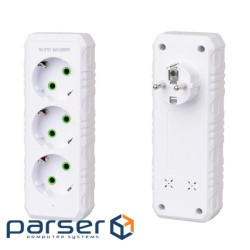 Розетка трійник із заземленням F101-White, 3 розетки, 2500W, 10A, 110-250V~Max, Blister , 2500W, 10A, 110-250V~Max, Blister