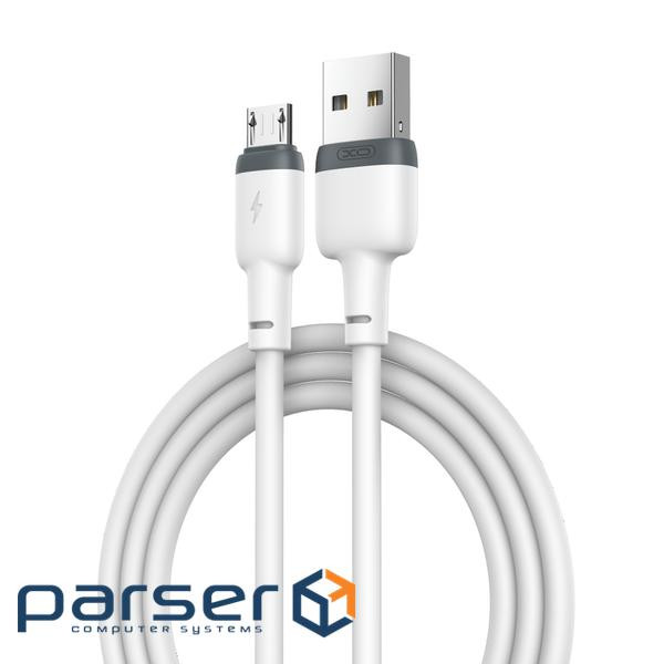 Дата кабель USB 2.0 AM to Micro 5P 1.0m 2.1A silicone white XO (NB208-M-WH)