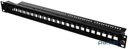 Рама MIRSAN 19, 1U, для складальної патч-панелі 24 порти, сумісна з Keystone RJ45, (MR.19P24P1U.01) Keystone RJ45, (MR.1