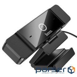 Вебкамера з гарнітурою HOCO D100, 1080p, пласт. корпус, Black, BOX