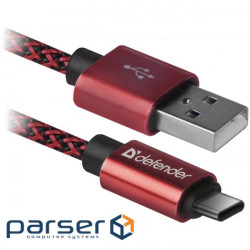 Date cable USB 2.0 AM to Type-C 1.0m USB09-03T PRO red Defender (87813)