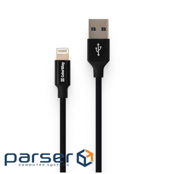 Дата кабель USB 2.0 AM to Lightning 1.0m black ColorWay (CW-CBUL004-BK)
