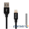 Дата кабель USB 2.0 AM to Lightning 1.0m black ColorWay (CW-CBUL004-BK)