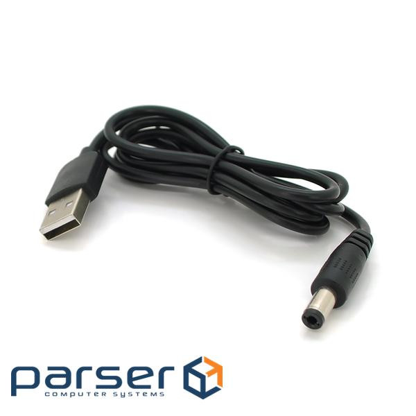 Кабель для роутера 5.5 / 2.1mm(M)=> USB2.0 (Out:5V), 0.7м, Black, OEM (YT29169)