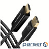 Кабель мультимедійний DisplayPort M to HDMI M 1.8m 4K30Hz black AXAGON (RVD-HI14C2)