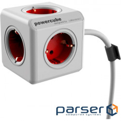Extension cord ALLOCACO PowerCube Extended Red, 5 sockets, 1.5m (1300RD/DEEXPC)