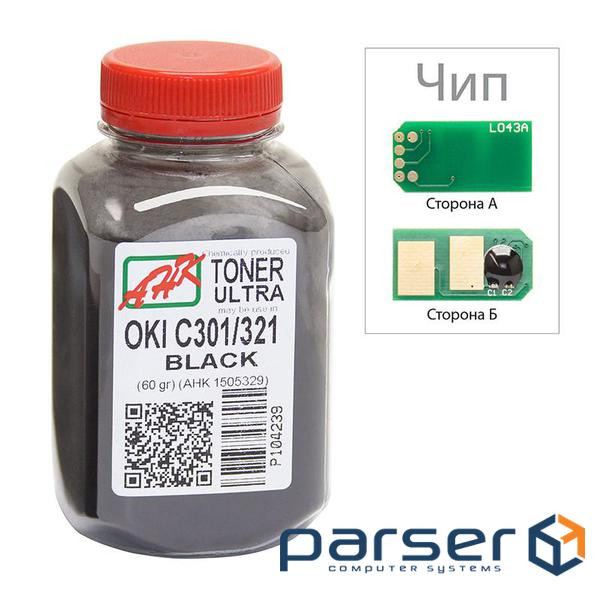 Тонер OKI C301/321, 60г Black+chip AHK (1505325)