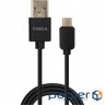 Дата кабель USB 2.0 AM to Type-C 1.0m 3A 18W PVC black Vinga (VCPUSBTC3ABK)
