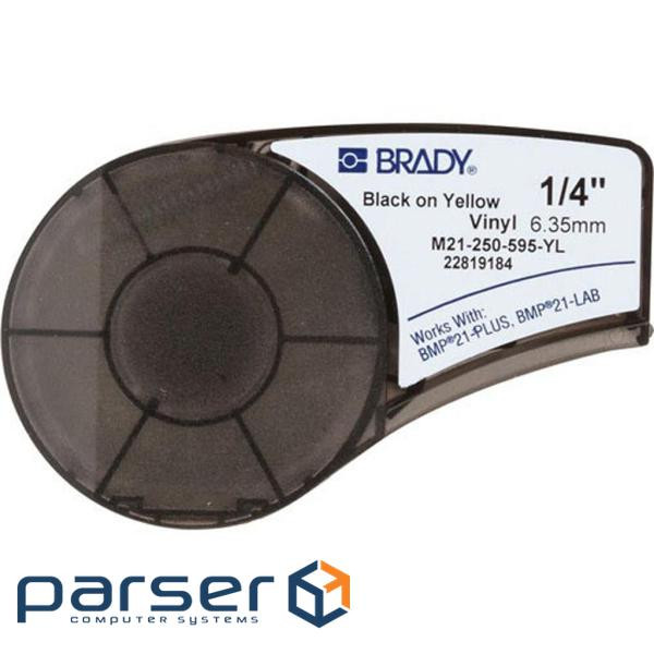 Стрічка для принтера етикеток Brady M21-250-595-YL, vinyl, 6.35mm/ 6.4m. Black on Yellow (M21-250-595-Y