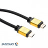 Кабель мультимедійний HDMI to HDMI 5 m metal V2.0 Vinga (VCPDCHDMI2VMM5BK)