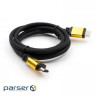 Кабель мультимедійний HDMI to HDMI 5 m metal V2.0 Vinga (VCPDCHDMI2VMM5BK)