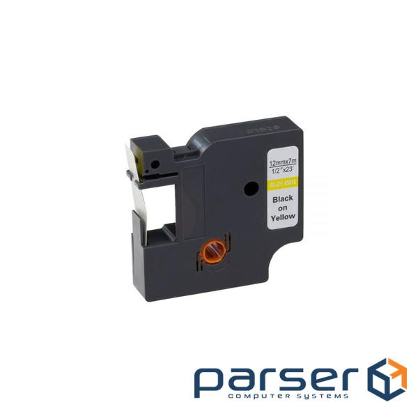 Ribbon for label printer UKRMARK RL-D-45018P-BK / YE, analogue of DYMO S0720580, 12mm х 7m . (CD45018P)