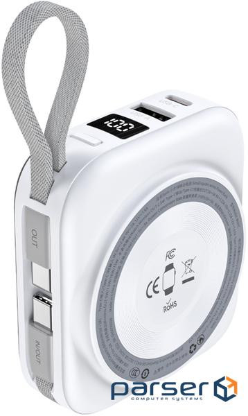 УМБ Choetech Magnetic Wireless 10000mAh 22,5W PD USB-A,USB-C,build-in USB-C,Apple Watch (B697C-WHSL)