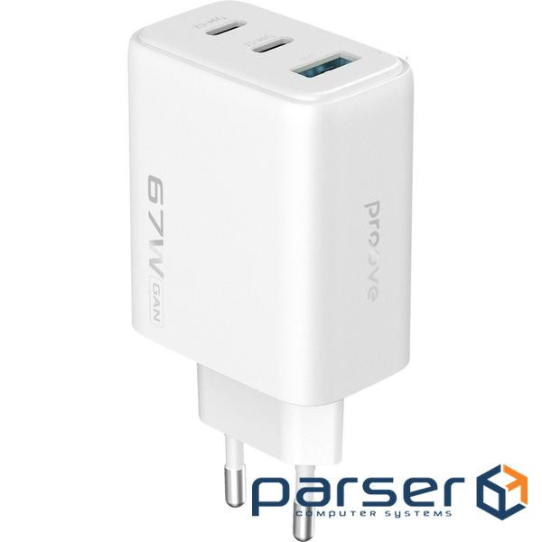 СЗУ Proove Silicone Power 2 67W (2*Type-C+USB) white (WCSP26120002)