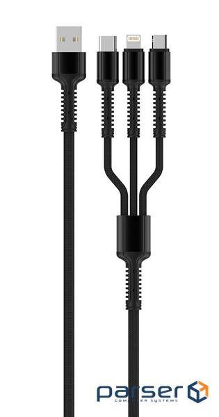 Дата кабель USB 2.0 AM to Lightning + Micro 5P + Type-C 4.0A (20W) ColorWay (CW-CBU3003-GR)